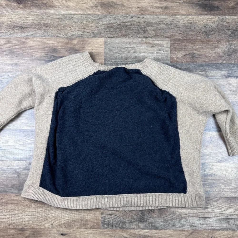 Free People Sweater Women's M Raglan Black Tan Color Block Medium Pullover